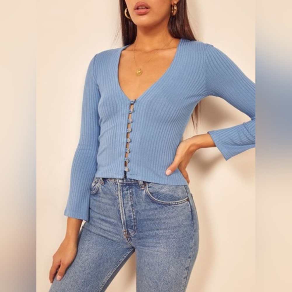 Reformation Gellar Top Blue